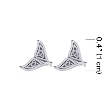 Celtic Whale Tail Silver Post Earrings TER1749 - Jewelry